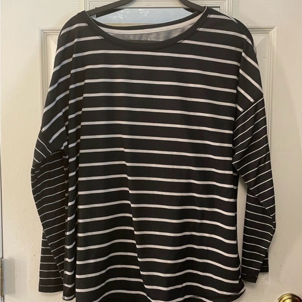 made for life Black and White Striped Long Sleeve Tee
